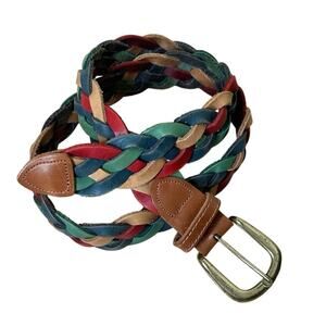 Vintage The Limited Braided Leather Colorful Red Green Blue Tan Brown Gold Tone